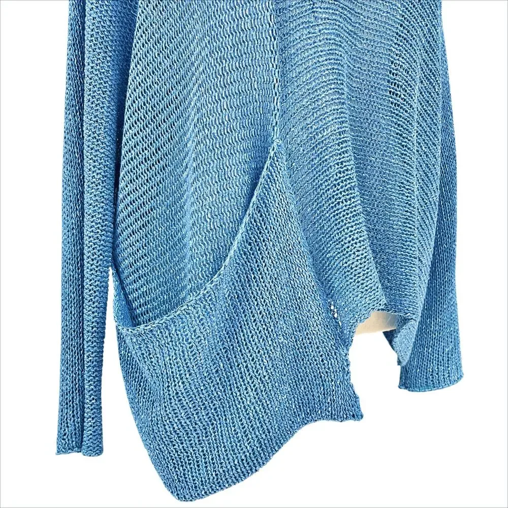 ALEMBIKA Lagenlook Knit Mesh Asymmetric Relaxed Blue Sweater Size S